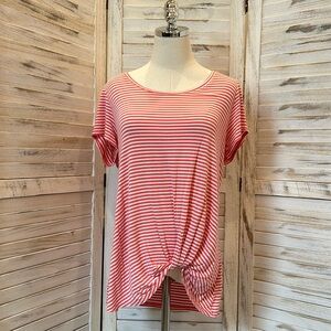 Nine Britton Gathered Front Hem Stripe Tee